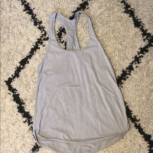 Heather grey scalloped trimmed razor back tank